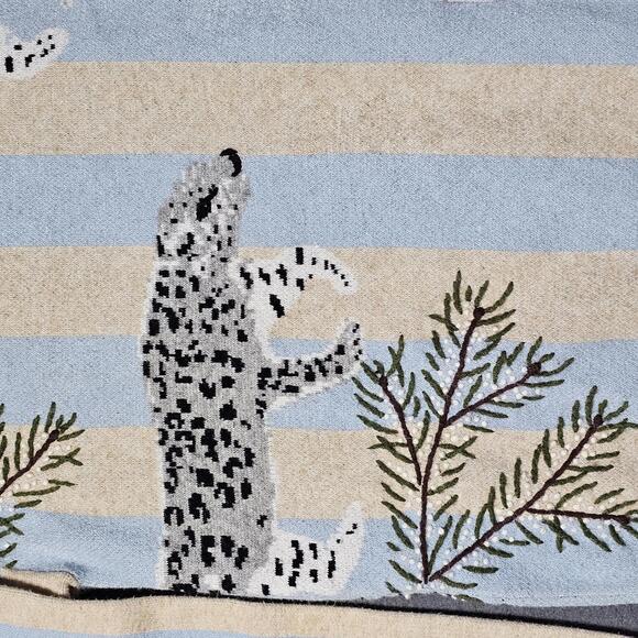 MAVRANS Men's Sweater RARE M Blue Beige Striped Leopard Print Knit Pullover Cat - Picture 12 of 14